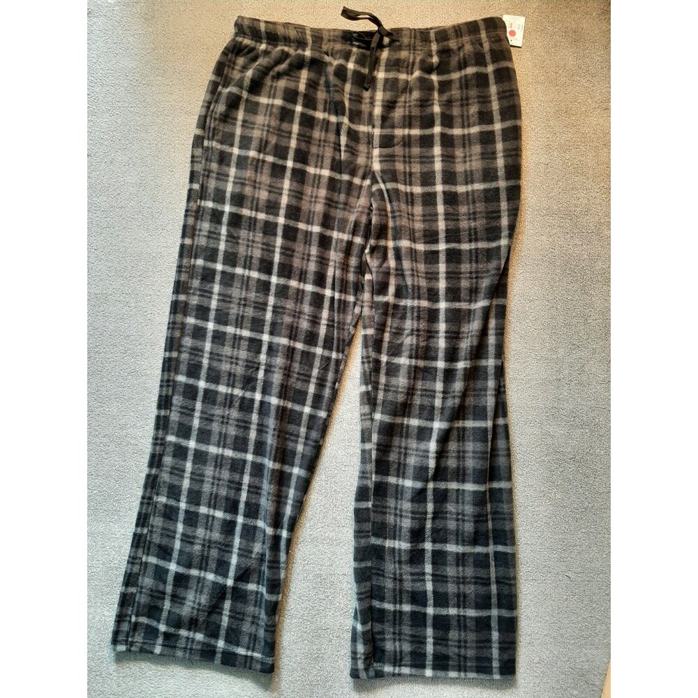 Men’s Highland PJ Bottoms XL Black Gray Plaid Polyester Pajamas Pants Pajama